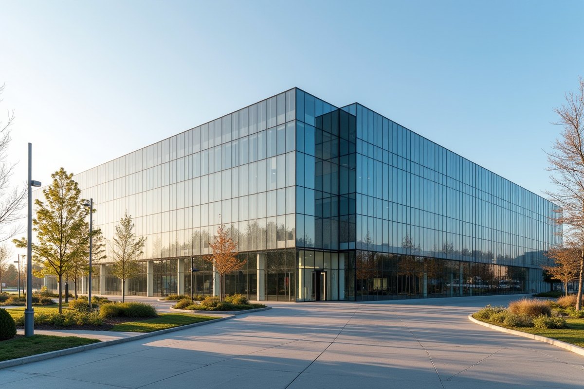 Modern glass technology campus office building in Waterloo
